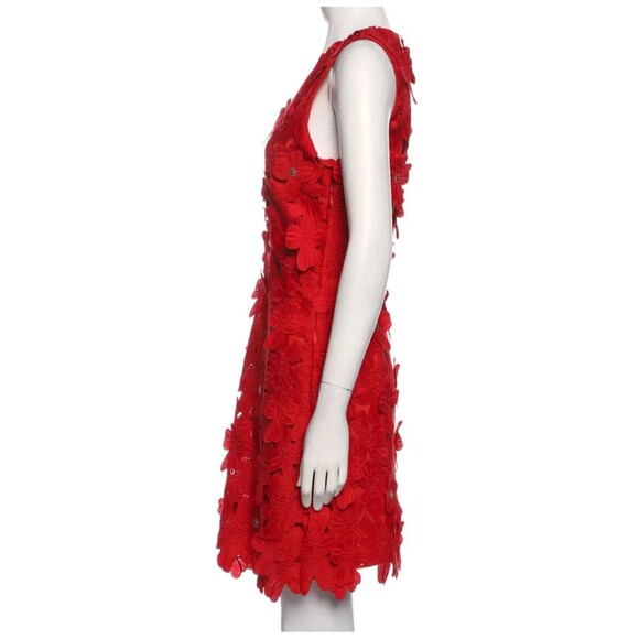 Women's Dresses' Designer Michael Kors Red Lace Pattern V Neck Shift Dress XS - Picture 2 of 11